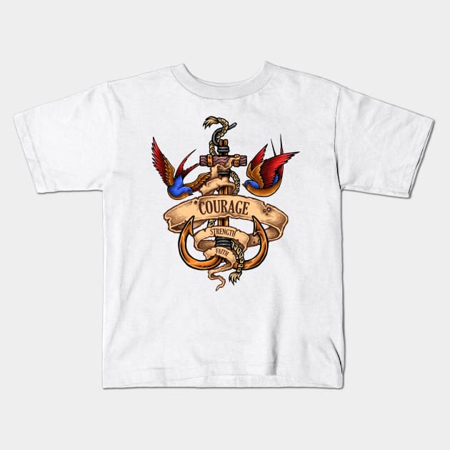 anchor tattoo Kids T-Shirt by Mako Design 